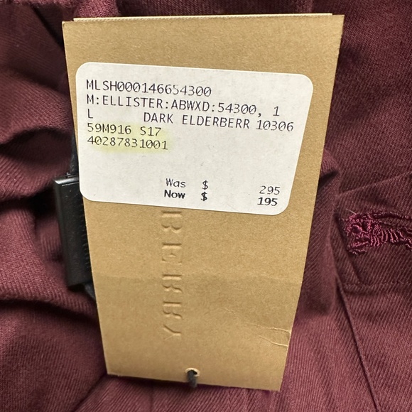 NWT! Rare! Burberry Men's Cotton Poplin Sport Shirt In Dark Elderberry Size L - Picture 11 of 11